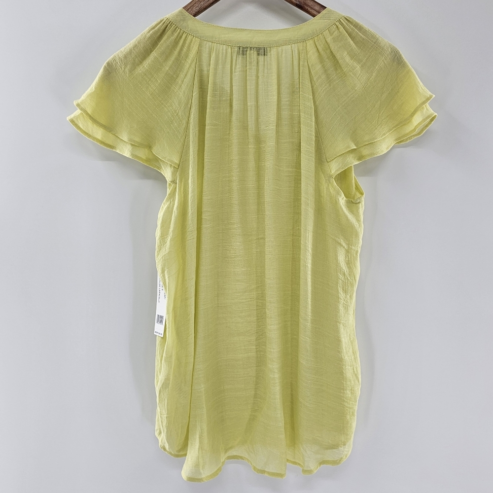 Fundamental Things Limencello Flutter Short Sleeve Lightweight Top Womens Small - Picture 2 of 12